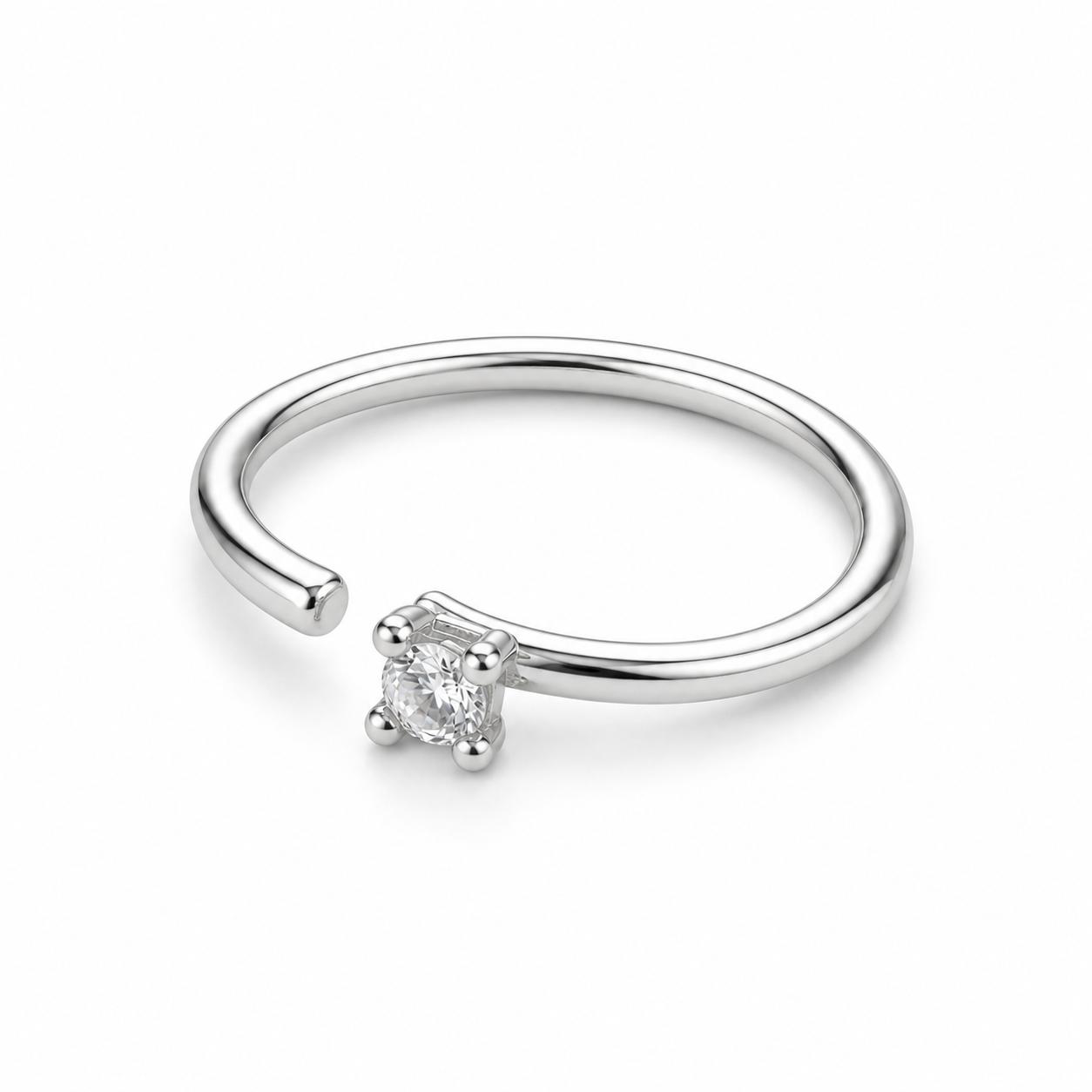 925 Sterling Silver Solitaire Cz Open Hoop Nose Ring - Image 4